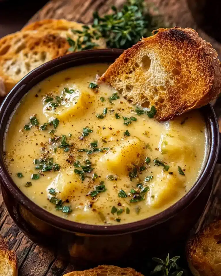 Hearty Cheddar Garlic Herb Potato Soup Recipe