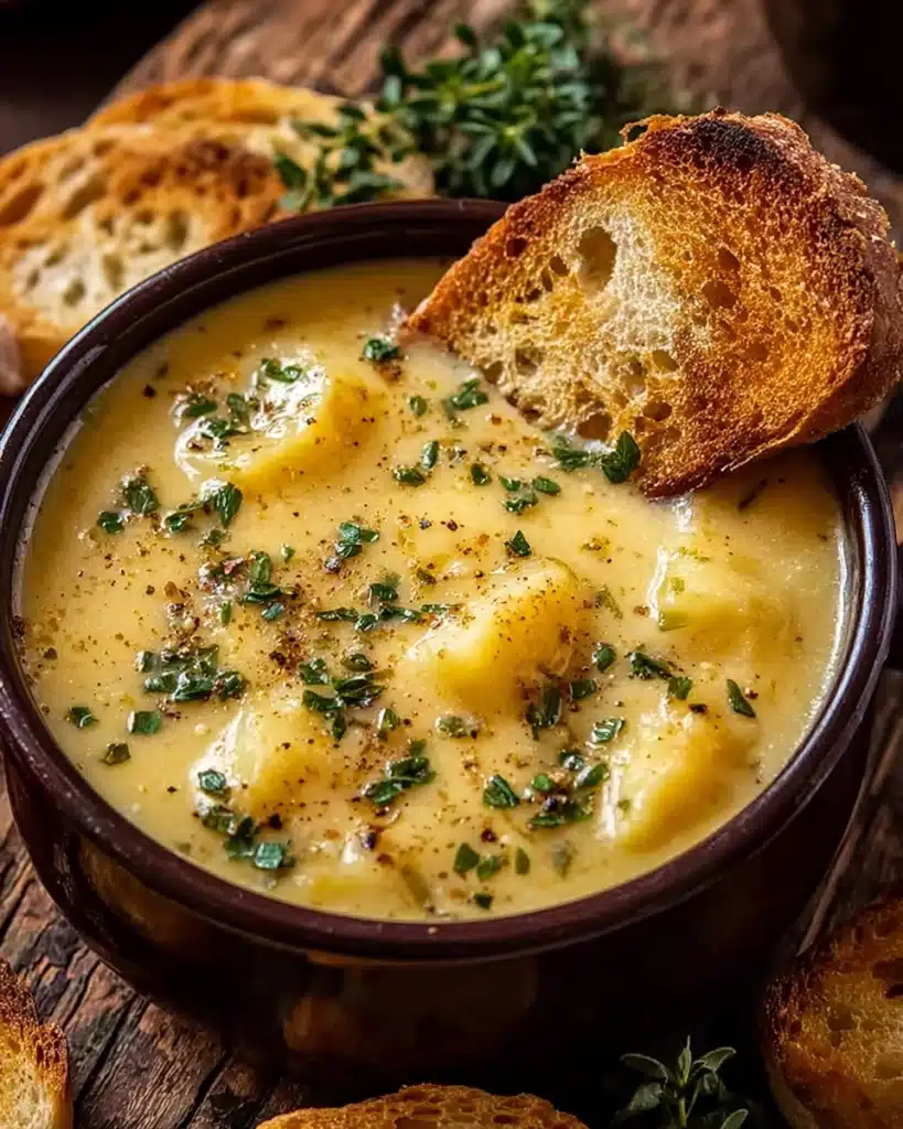 Hearty Cheddar Garlic Herb Potato Soup Recipe