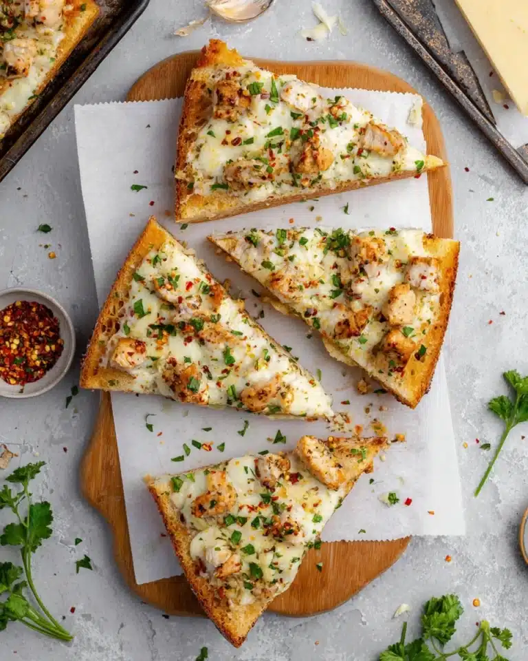 The Viral Chicken Alfredo Garlic Bread I'm Obsessed With Recipe