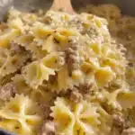 Creamy Parmesan Garlic Beef Bowtie Pasta Recipe