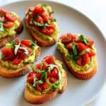 Smashed Avocado and Tomato Basil Bruschetta Recipe