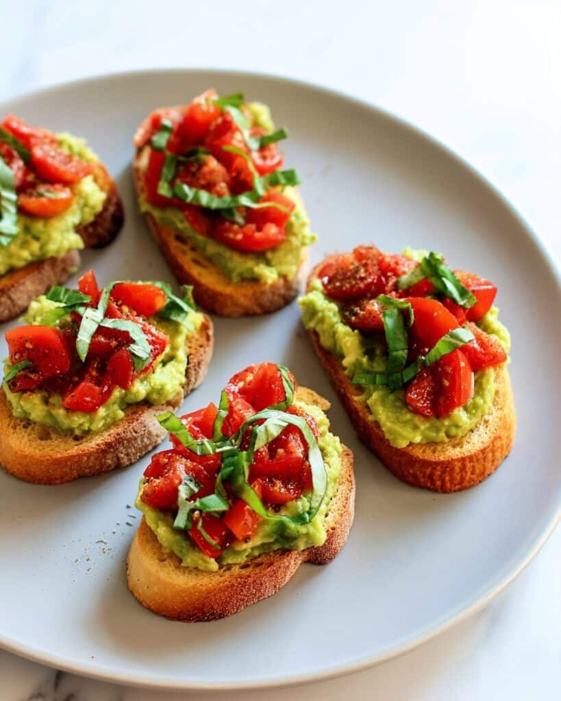 Smashed Avocado and Tomato Basil Bruschetta Recipe