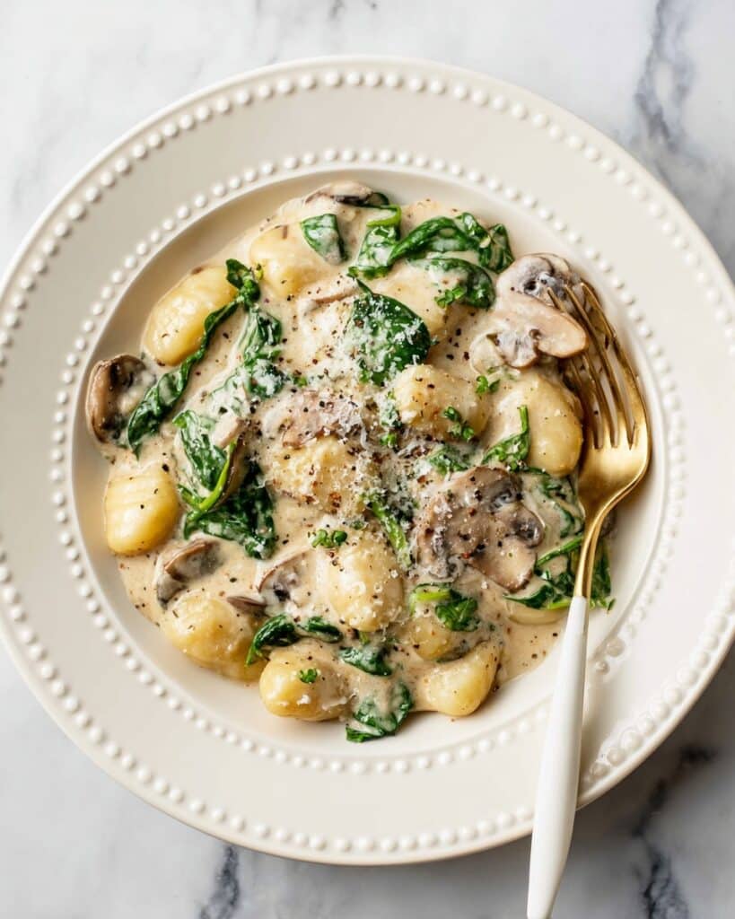 Creamy Mushroom and Spinach Gnocchi Recipe