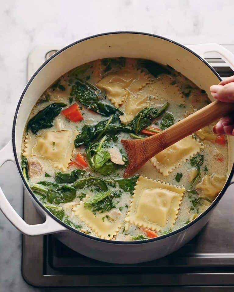 One-Pot Creamy Tuscan Ravioli Soup Recipe