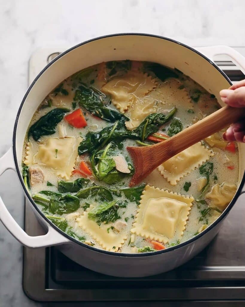 One-Pot Creamy Tuscan Ravioli Soup Recipe