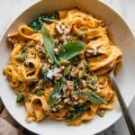 Creamy Pumpkin Pasta with Sage, Walnuts, and Pepitas Recipe