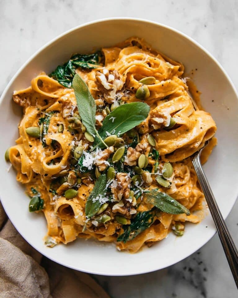 Creamy Pumpkin Pasta with Sage, Walnuts, and Pepitas Recipe