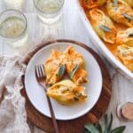 Pumpkin Ricotta Stuffed Shells with Sage and Mozzarella Recipe