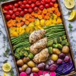 Lemon Herb Chicken Sheet Pan with Rainbow Vegetables Recipe