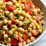 Summer Chickpea Salad with Honey Garlic Lime Vinaigrette Recipe