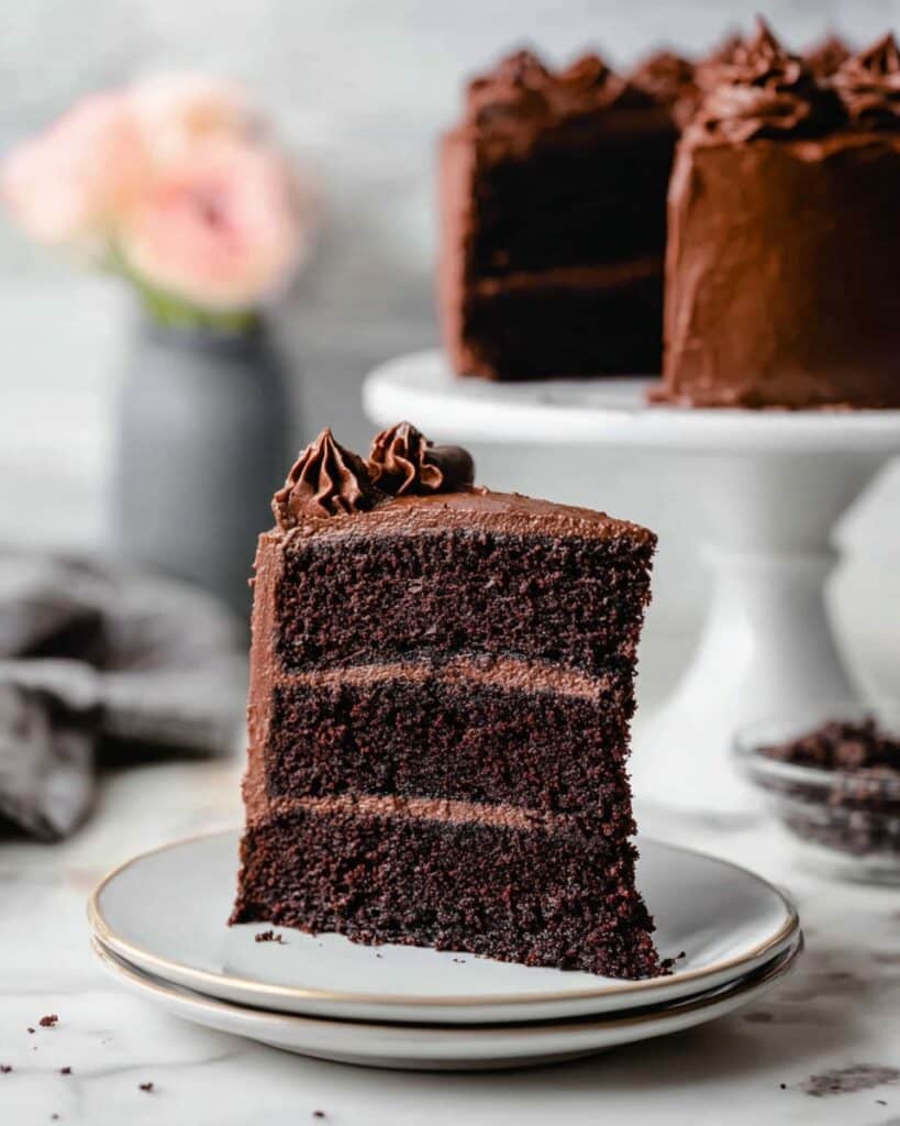 Dark Chocolate Cake with Rich Cocoa Frosting Recipe