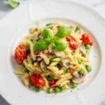 Lemony Leek Orzo with Mushrooms, Beans, and Vegan Parmesan Recipe