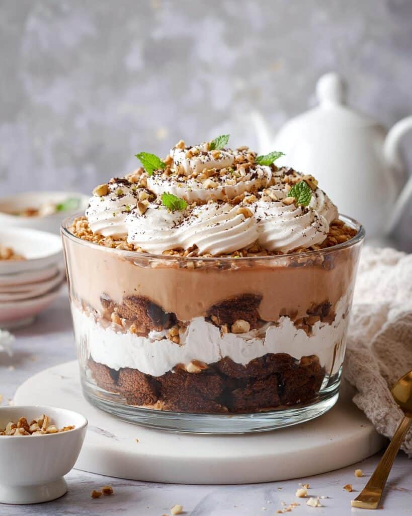 Brownie Trifle with Chocolate Pudding and Toffee Bits Recipe