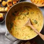 Broccoli, of course! Cut it into small, bite-sized pieces so that you get some in every spoonful of soup Recipe