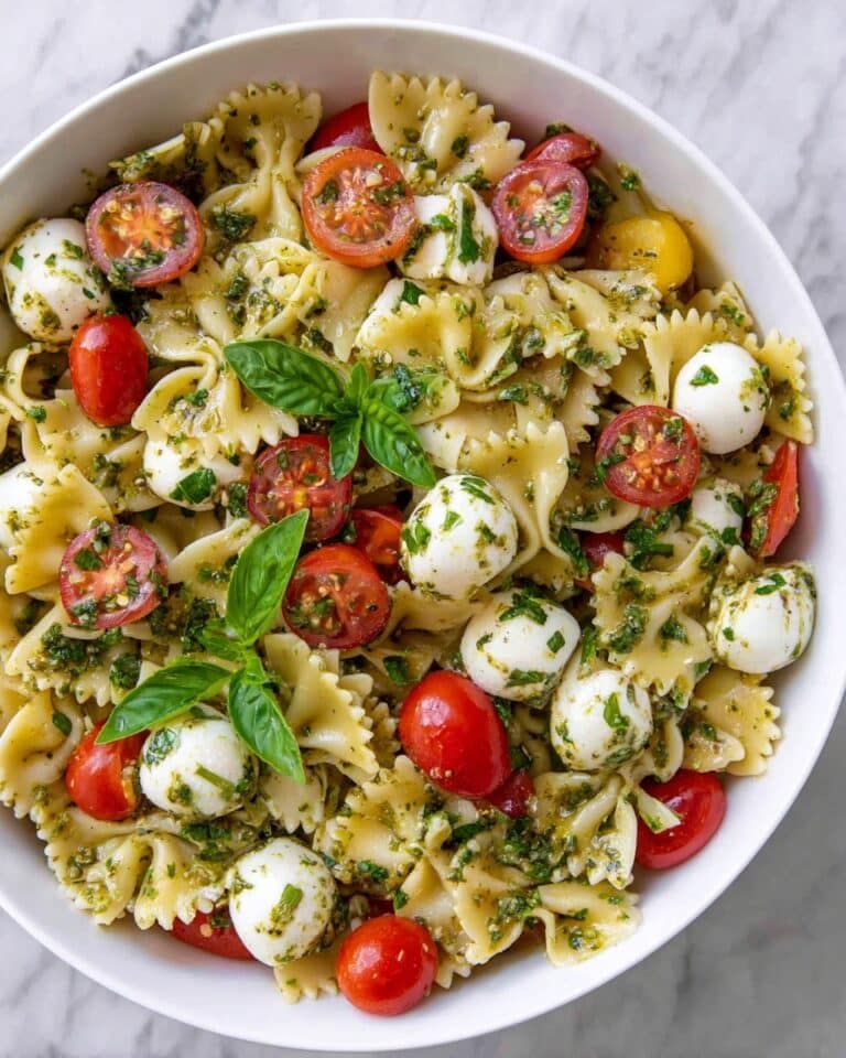 Bow Tie Pasta Salad with Cherry Tomatoes, Pesto, and Fresh Mozzarella Recipe