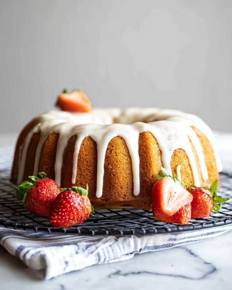 Lemon Bundt Cake with Lemon Glaze and Fresh Strawberries Recipe