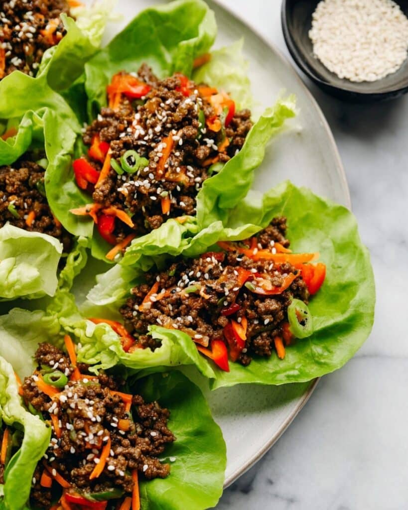 Asian Style Ground Beef Lettuce Wraps Recipe