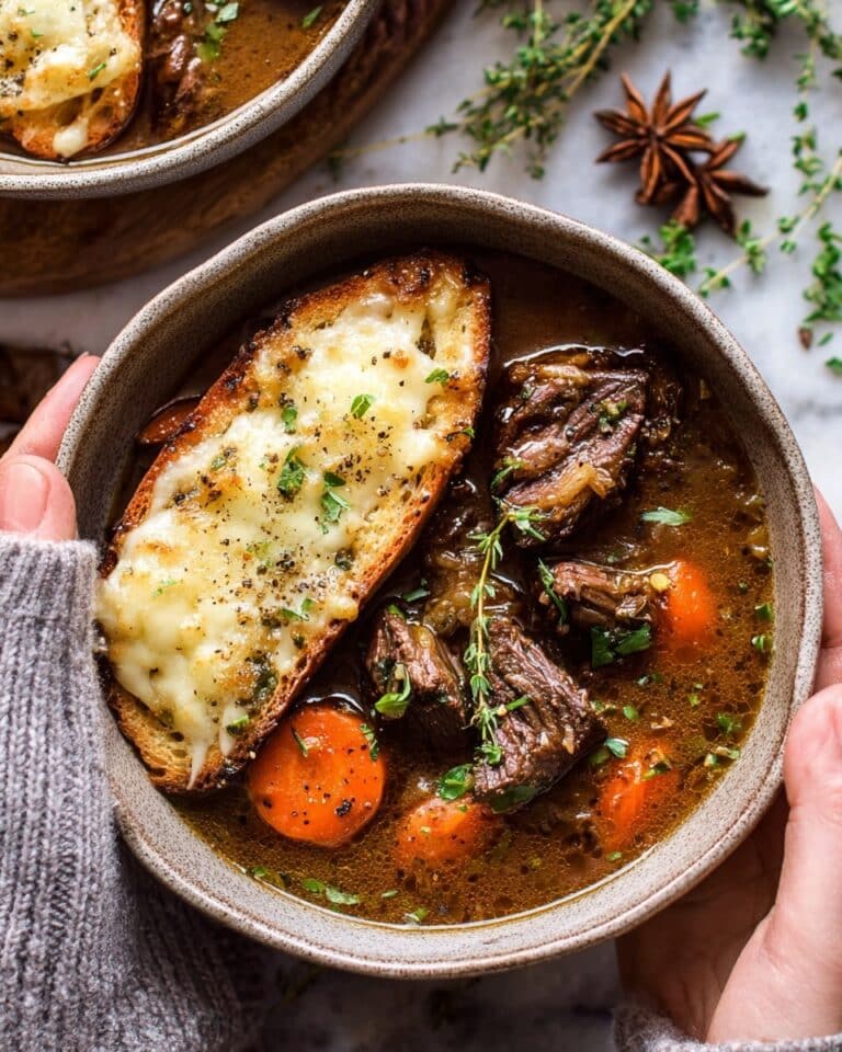 French Onion Short Ribs with Cheesy Toast Recipe