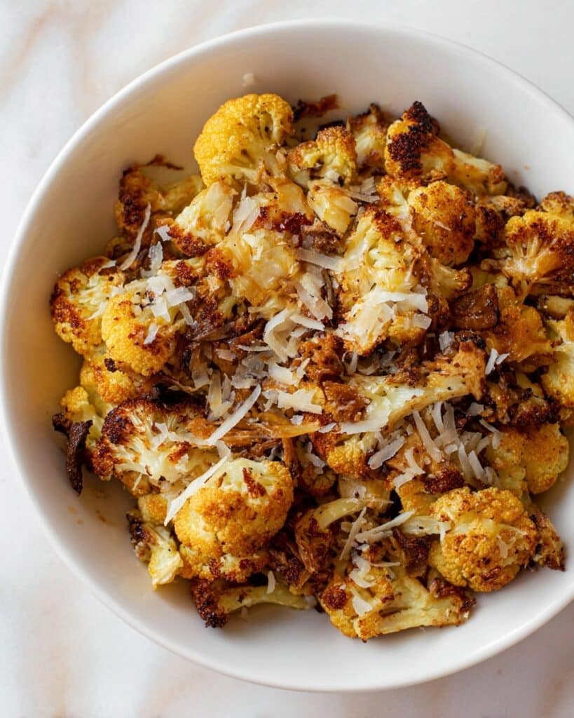 Crispy Roasted Cauliflower with Cheddar and Parmesan Recipe