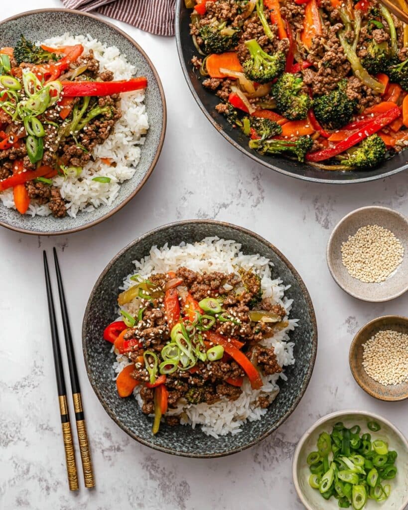 Ground Beef Stir Fry with Vegetables and Soy Sauce Recipe