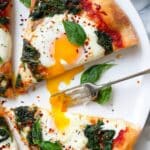 Garlicky Spinach Egg Pizza from Scratch Recipe