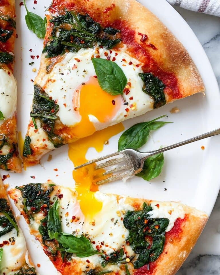 Garlicky Spinach Egg Pizza from Scratch Recipe