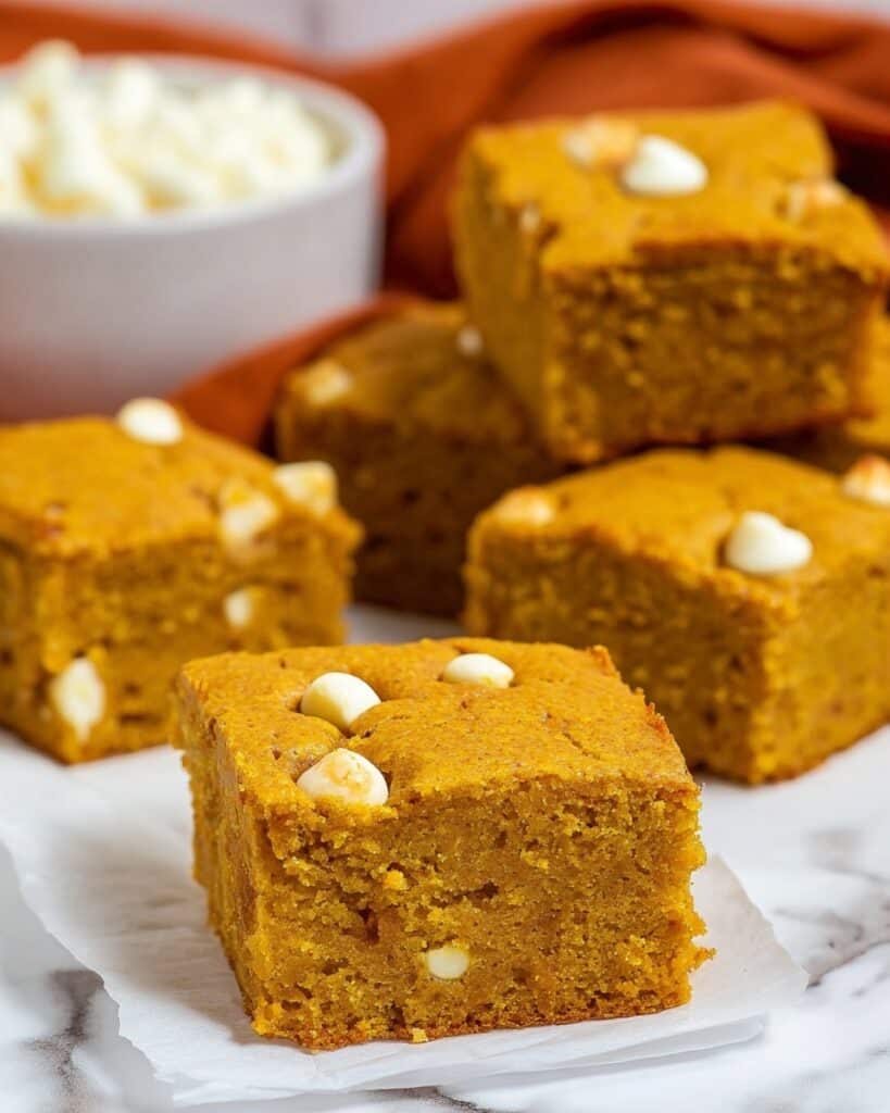 Pumpkin Blondies with White Chocolate Chips Recipe