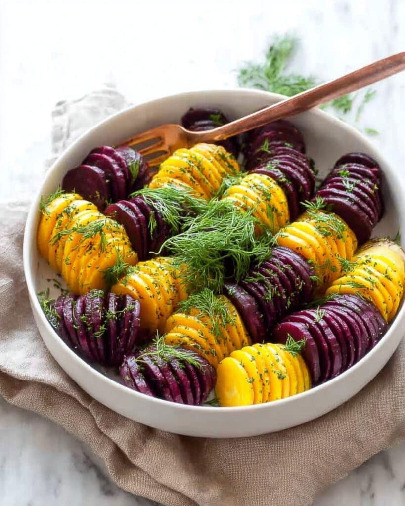 Roasted Hasselback Beets with Dill Dressing Recipe