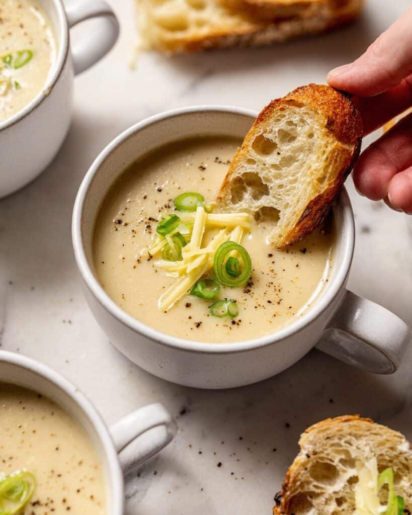 Roasted Garlic Cheddar Cauliflower Soup Recipe