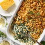 Creamy Spinach Casserole with Cheddar and Crispy Topping Recipe