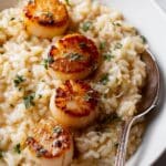 Lemon Butter Scallops Over Parmesan Risotto Recipe
