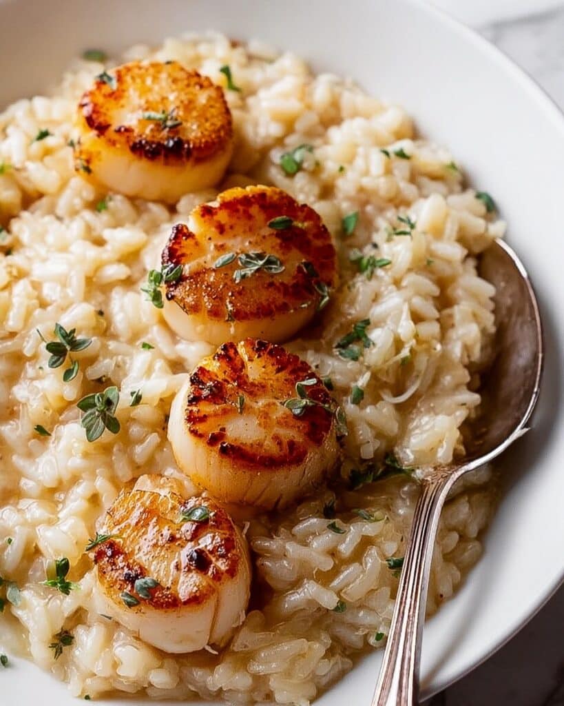 Lemon Butter Scallops Over Parmesan Risotto Recipe