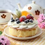 Flourless Greek Yogurt Cake with Fresh Fruit and Icing Sugar Recipe