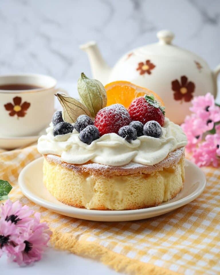 Flourless Greek Yogurt Cake with Fresh Fruit and Icing Sugar Recipe