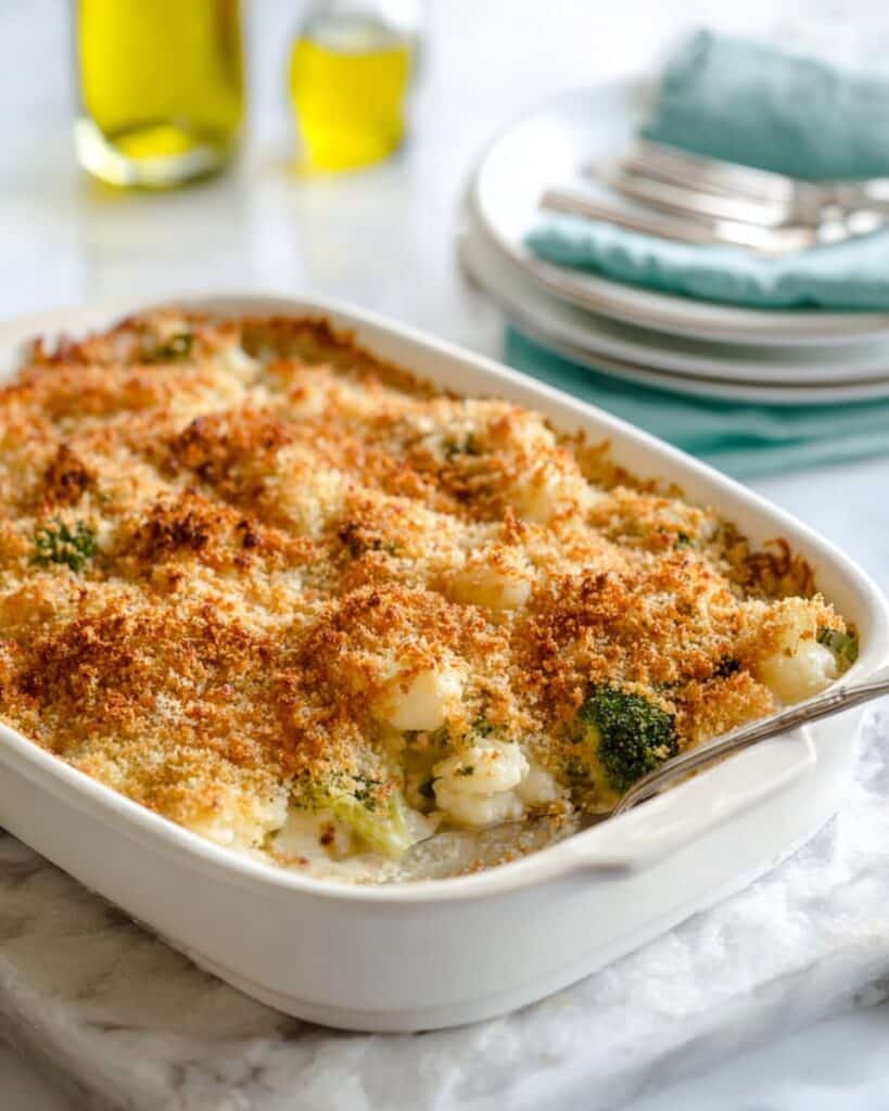 Cheesy Broccoli-Cauliflower Bake Recipe