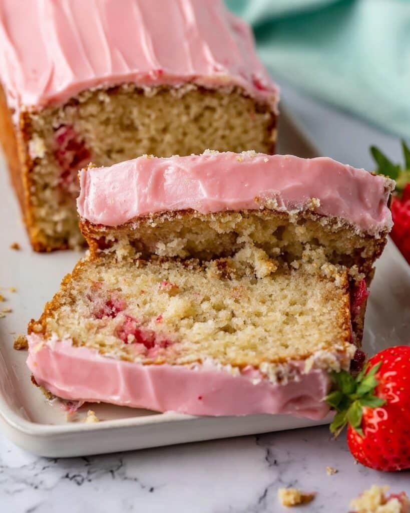 Strawberry Banana Bread with Strawberry Glaze Recipe