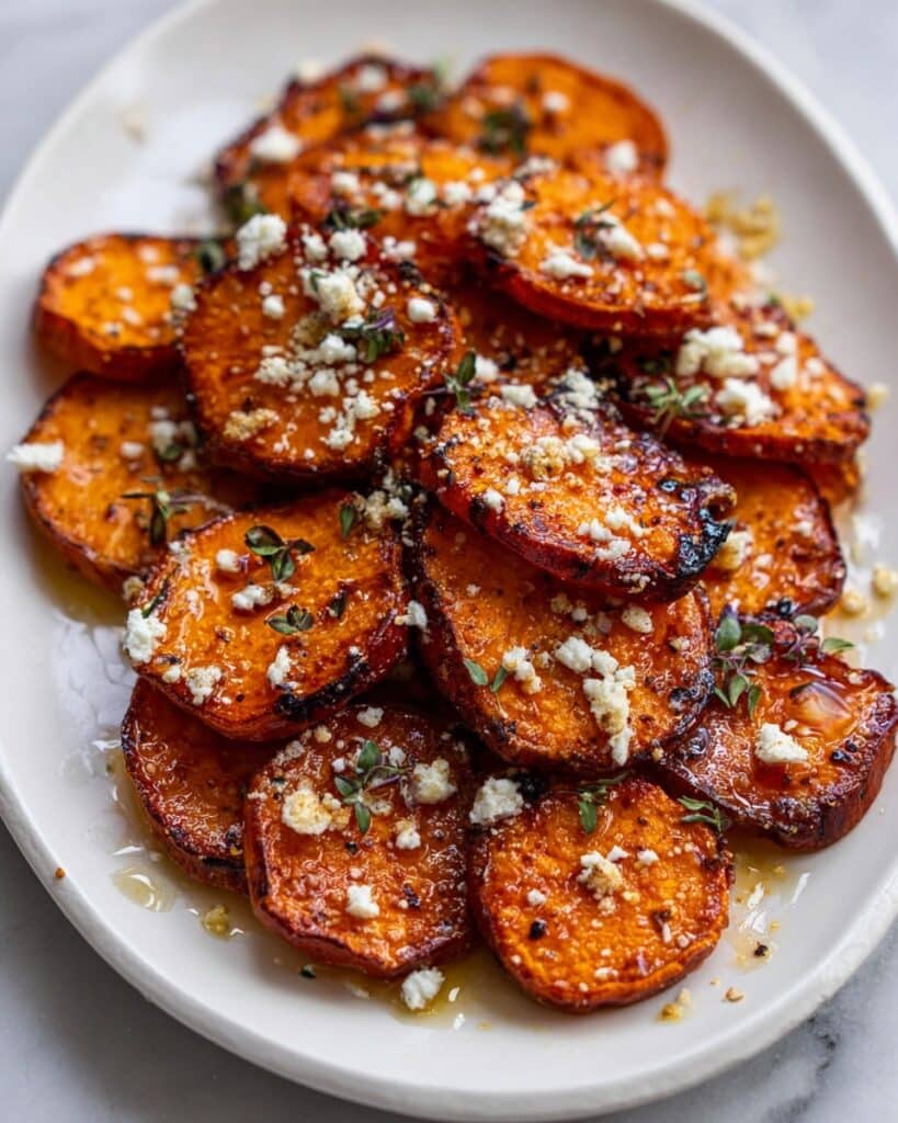 Roasted Sweet Potato Rounds with Honey and Feta Recipe