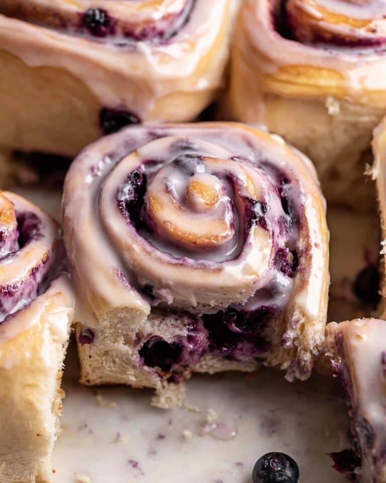Blueberry Cinnamon Rolls with Blueberry Cream Cheese Glaze Recipe