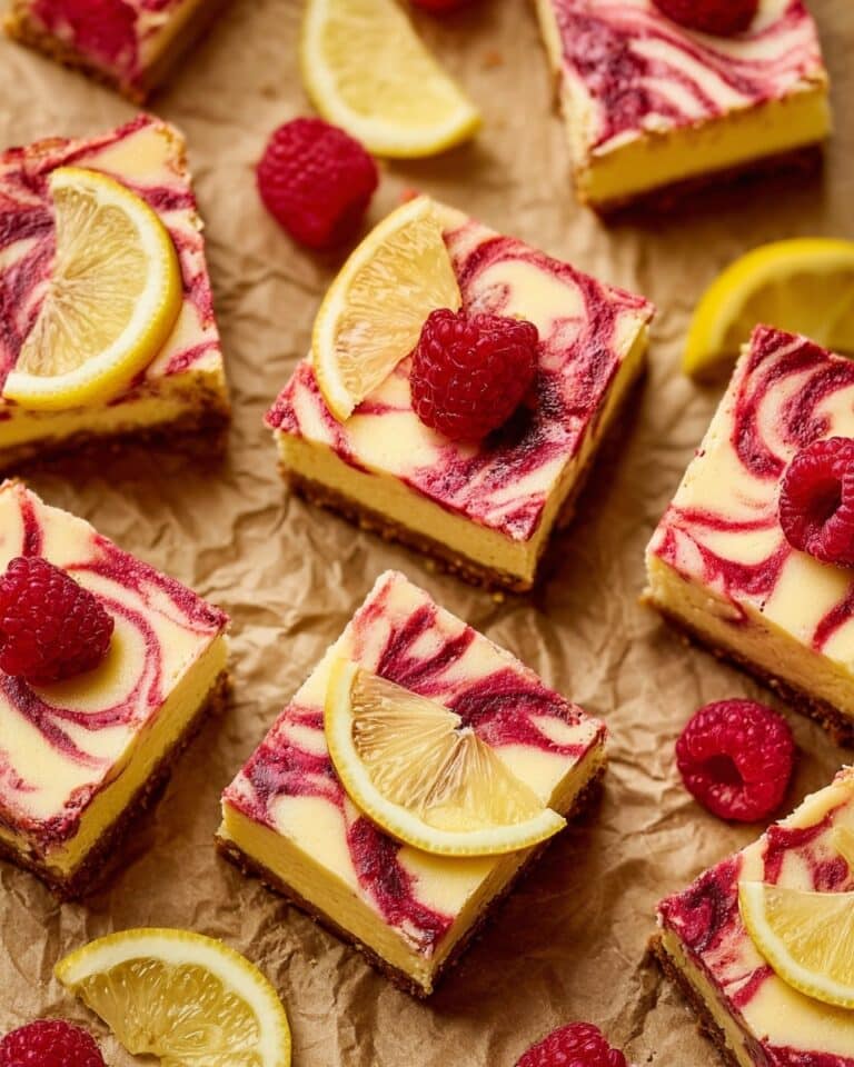 Lemon Raspberry High Protein Cheesecake Bars Recipe