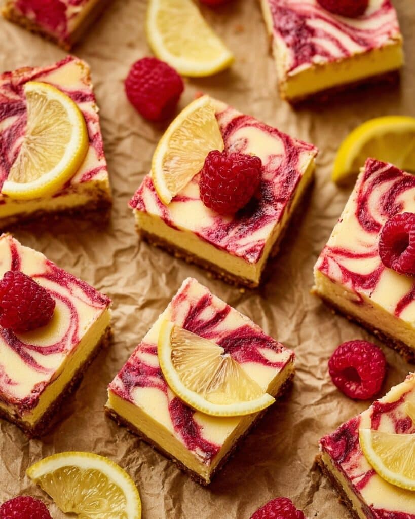 Lemon Raspberry High Protein Cheesecake Bars Recipe