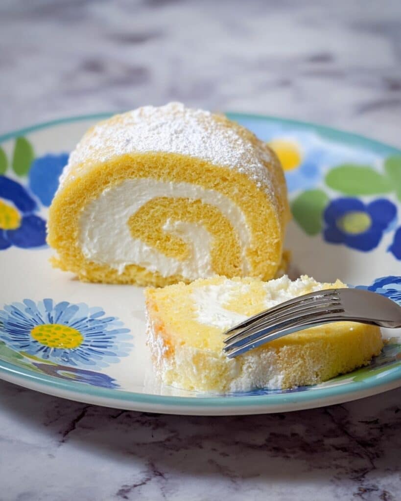 Lemon Cake Roll with Lemon Cream Cheese Filling Recipe