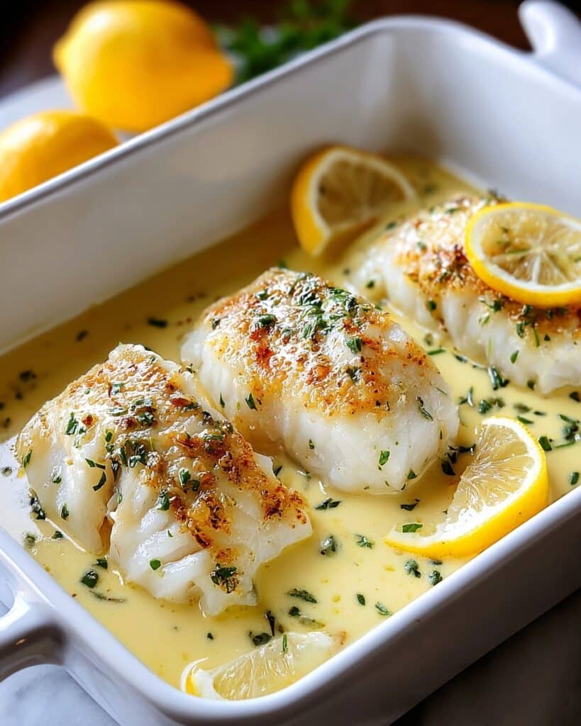 Baked Cod in Coconut Lemon Cream Sauce Recipe
