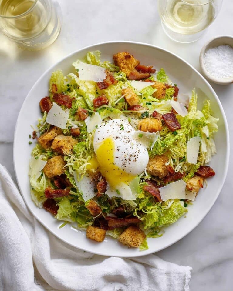 Frisée Salad with Crispy Beef, Toasted Bread, and Poached Egg Recipe