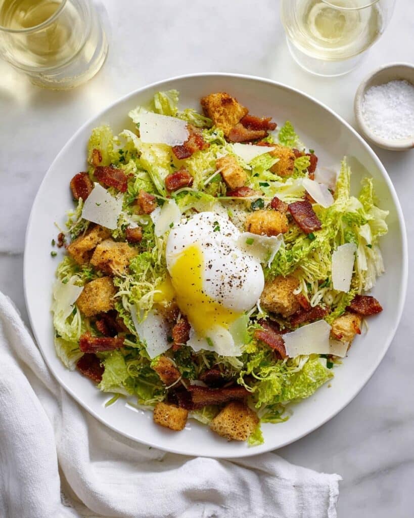 Frisée Salad with Crispy Beef, Toasted Bread, and Poached Egg Recipe
