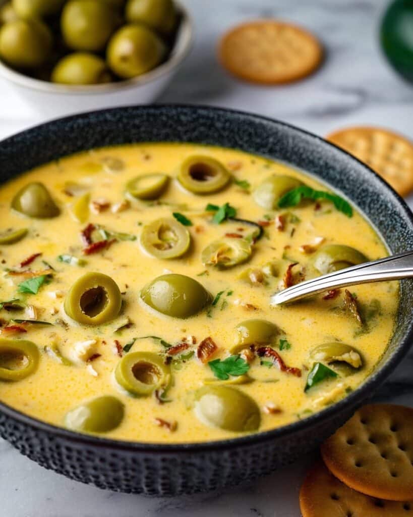Green Olive and Chickpea Soup with Orzo and Coconut Cream Recipe