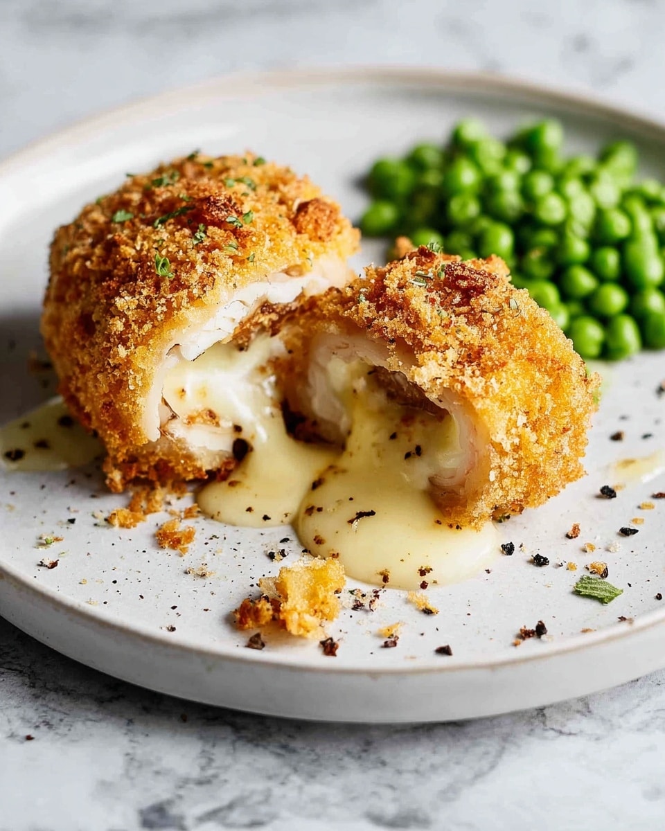 The image shows four golden-brown, crispy, breaded rolls placed in a single row on a large, dark, well-used baking tray with baked-on food marks and oily spots. Each roll has a crunchy, textured outer layer with some white melted filling oozing out on the sides, creating creamy patches against the dark metal tray. The rolls are evenly spaced and have a rough, crumbly surface, indicating a thick coating of crumbs. The background beneath the tray is a white marbled surface. photo taken with an iphone --ar 4:5 --v 7
