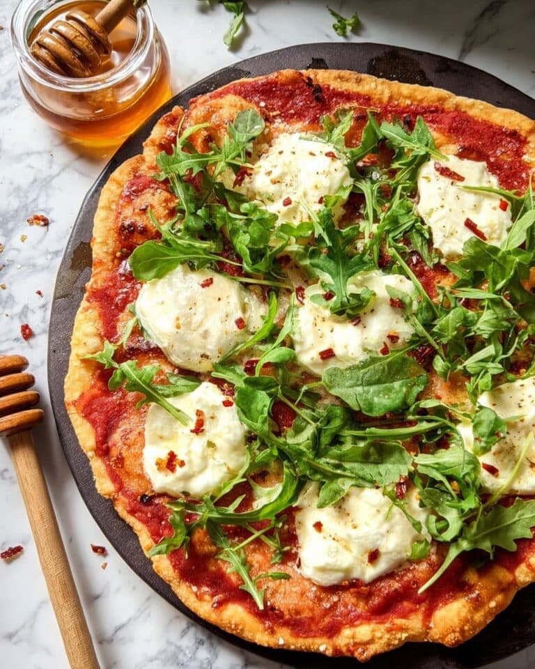 Hot Honey Ricotta Pizza with Arugula Recipe