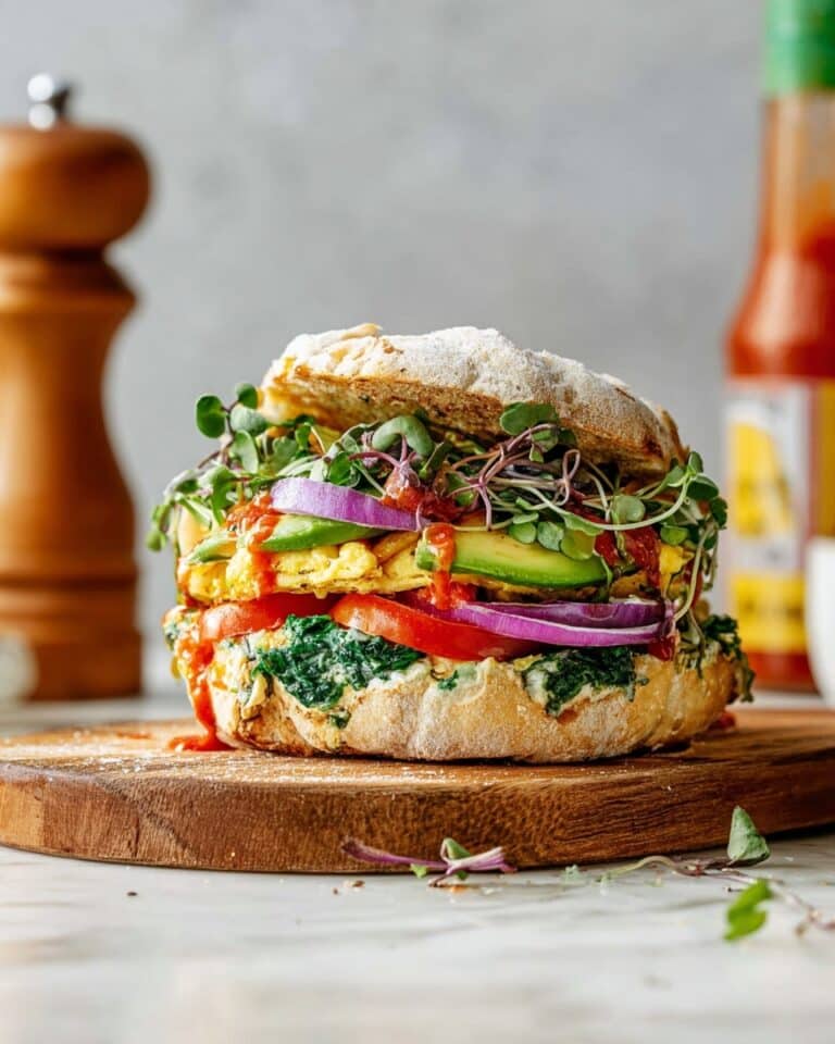 Breakfast Sandwich with Goat Cheese, Spinach, and Tomato Recipe