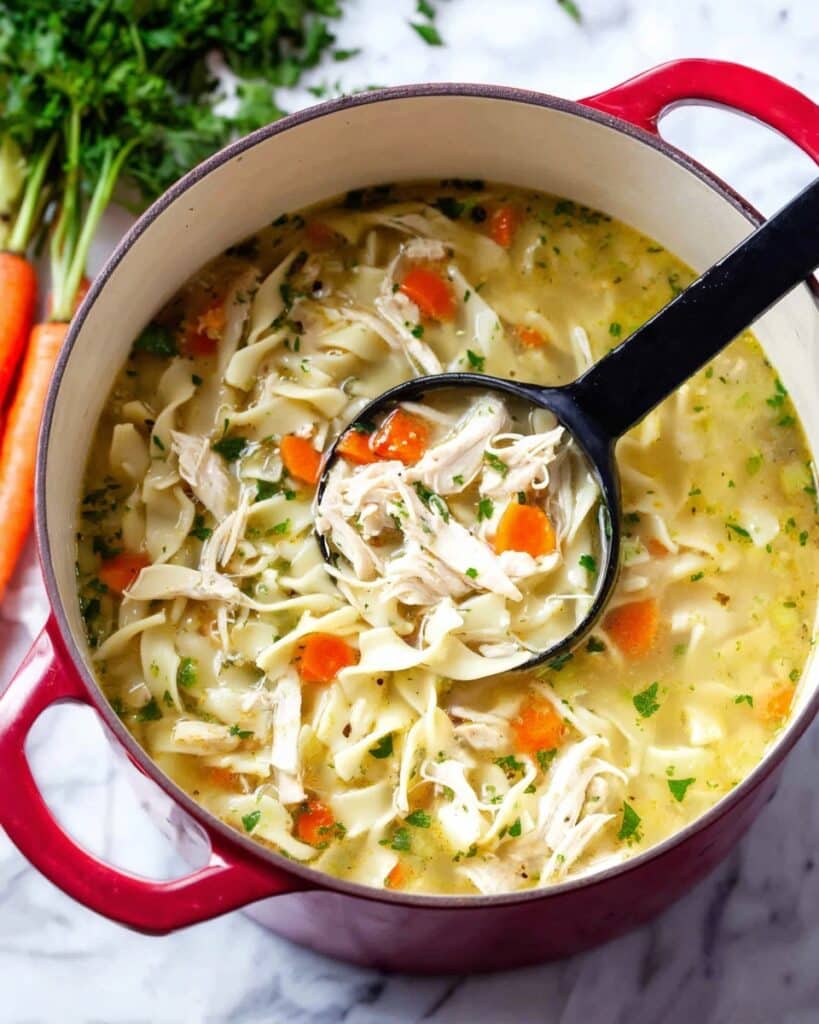 Savory Chicken Noodle Soup with Homemade Egg Noodles Recipe