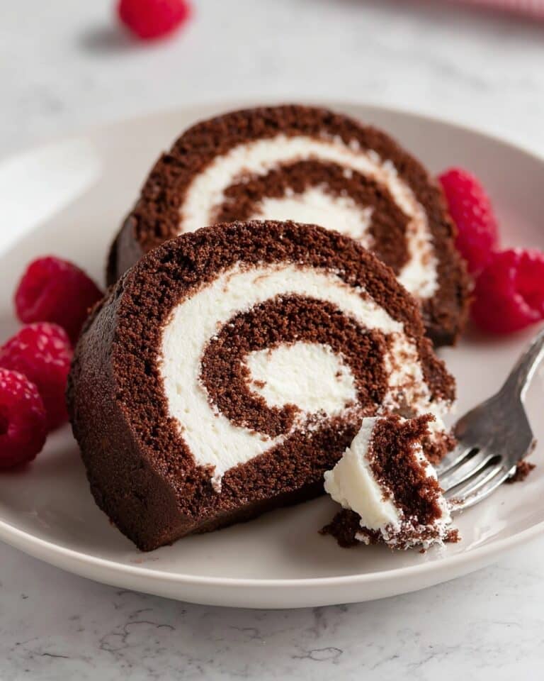 Chocolate Swiss Roll Cake with Marshmallow Filling and Chocolate Glaze Recipe